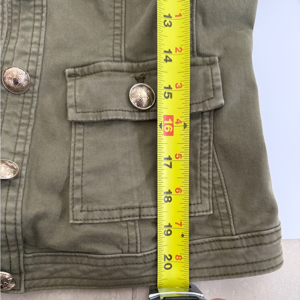 WHBM Military Band Jacket Olive Green Officer Coat  Gold Crest Buttons - Size 6 - Picture 14 of 15